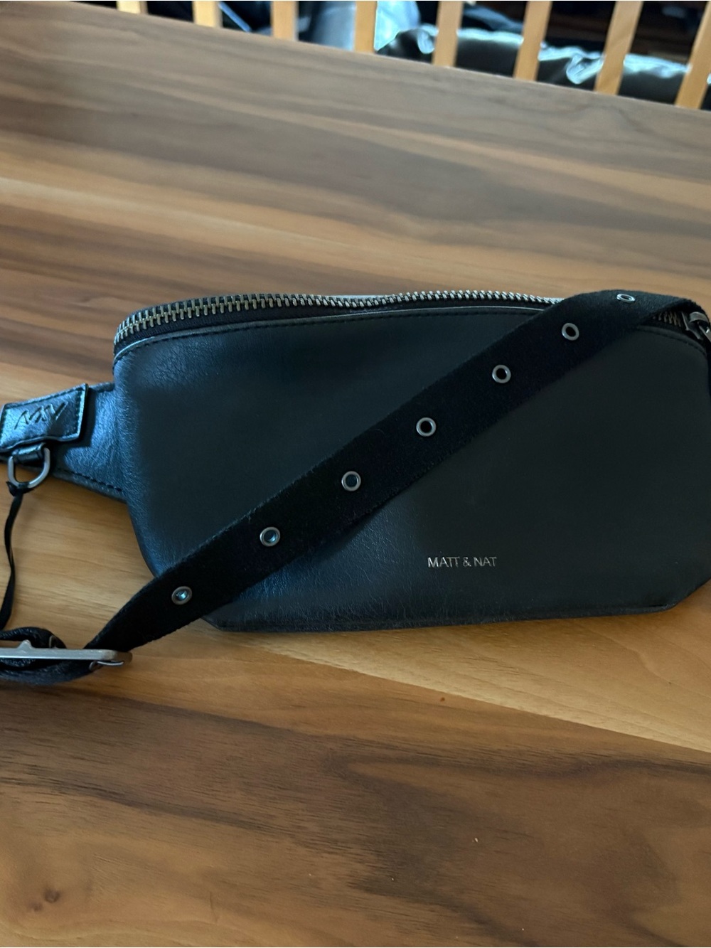 Matt & Nat Black Leather Belt Bag with Studded Strap Brand new with tags
